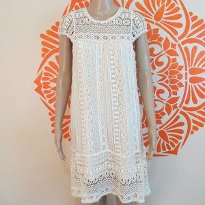 Anthropologie Ivory Crocheted Baby Doll Dress S